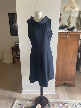 Ellen Tracy Navy Sleeveless A-Line Midi Dress